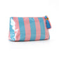PVC Striped Makeup Bag, Waterproof Travel Cosmetic Bag: Green/Pink