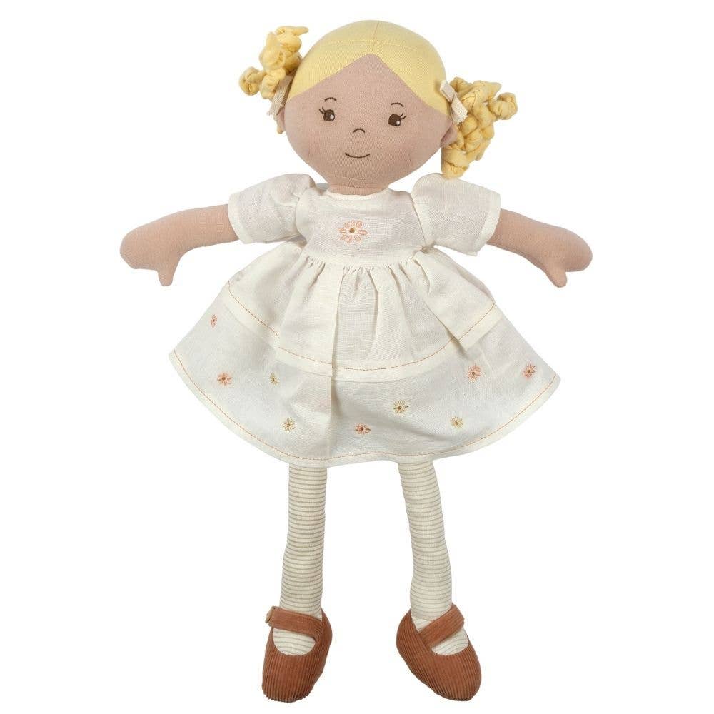 Priscy Blonde Haired Doll in White Linen Dress