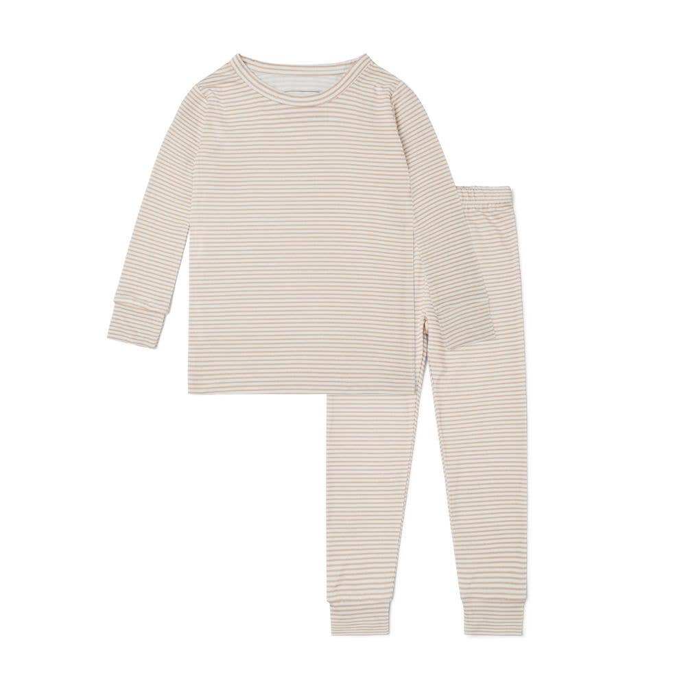 Oatmeal Stripe Bamboo Kids Pajama Set