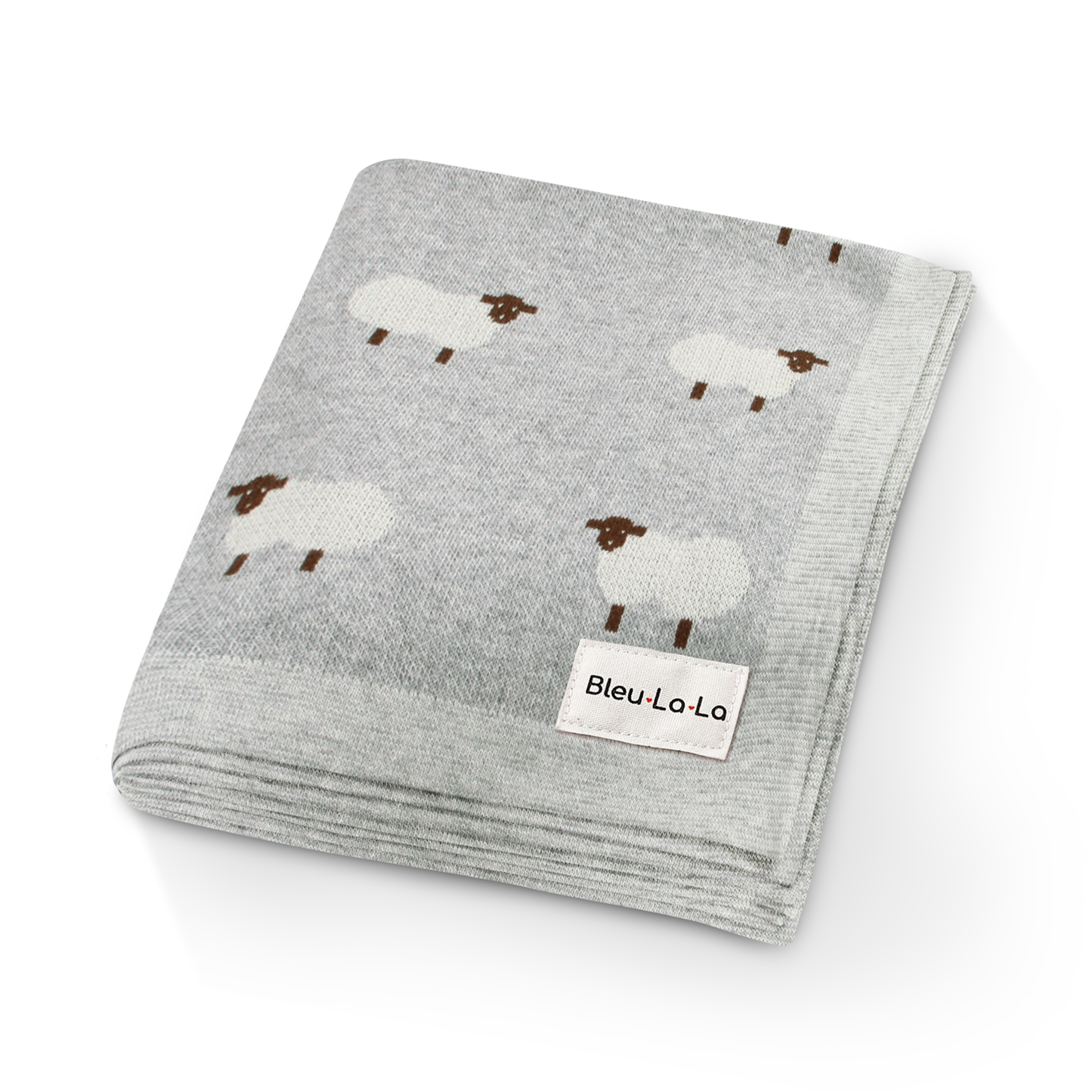 Bleu La La - 100% Luxury Cotton Receiving Swaddle Baby Blanket - Sheep: Ivory