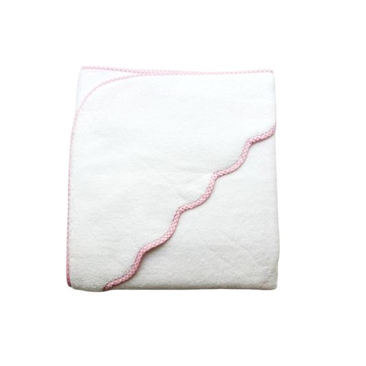 Terry Tots - Hooded Towel - Pink Gingham Trim