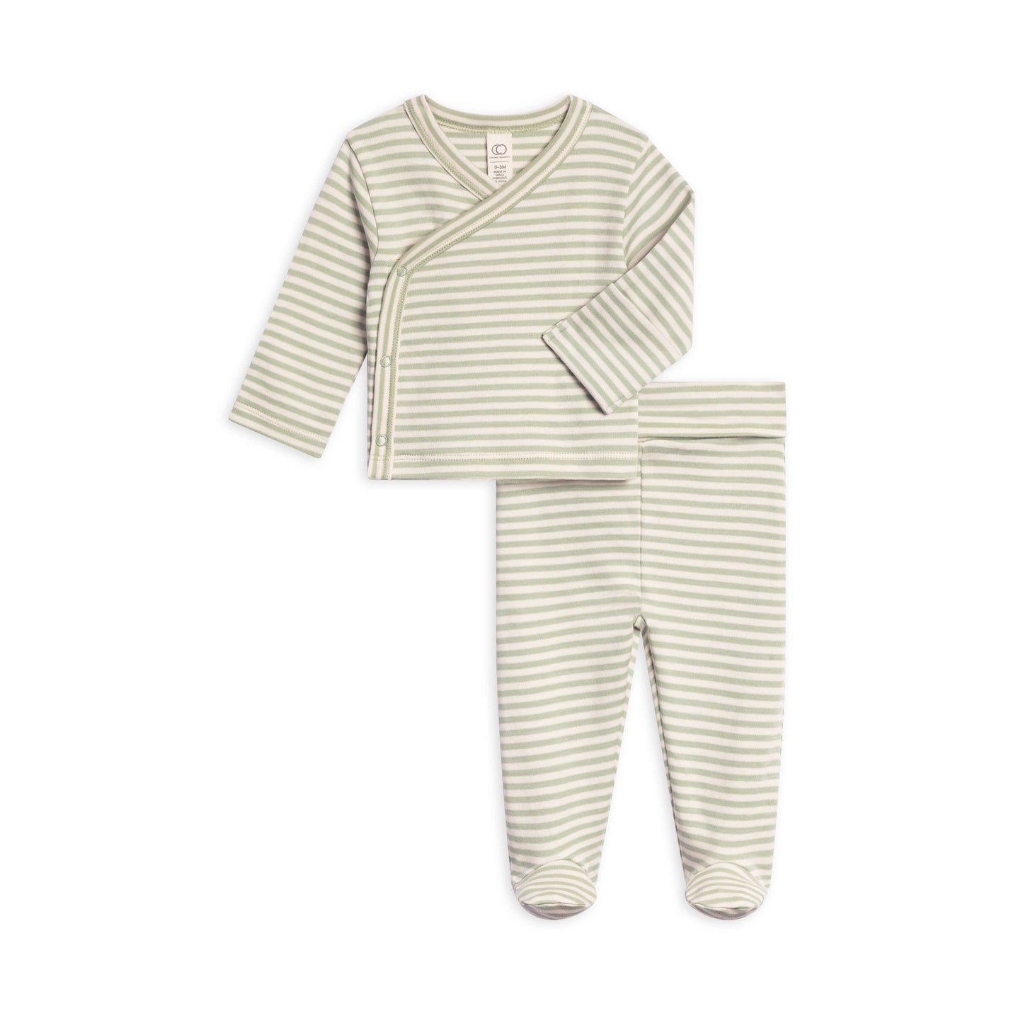Riley 2 Piece Kimono Top and Pant Set - Mint Stripe