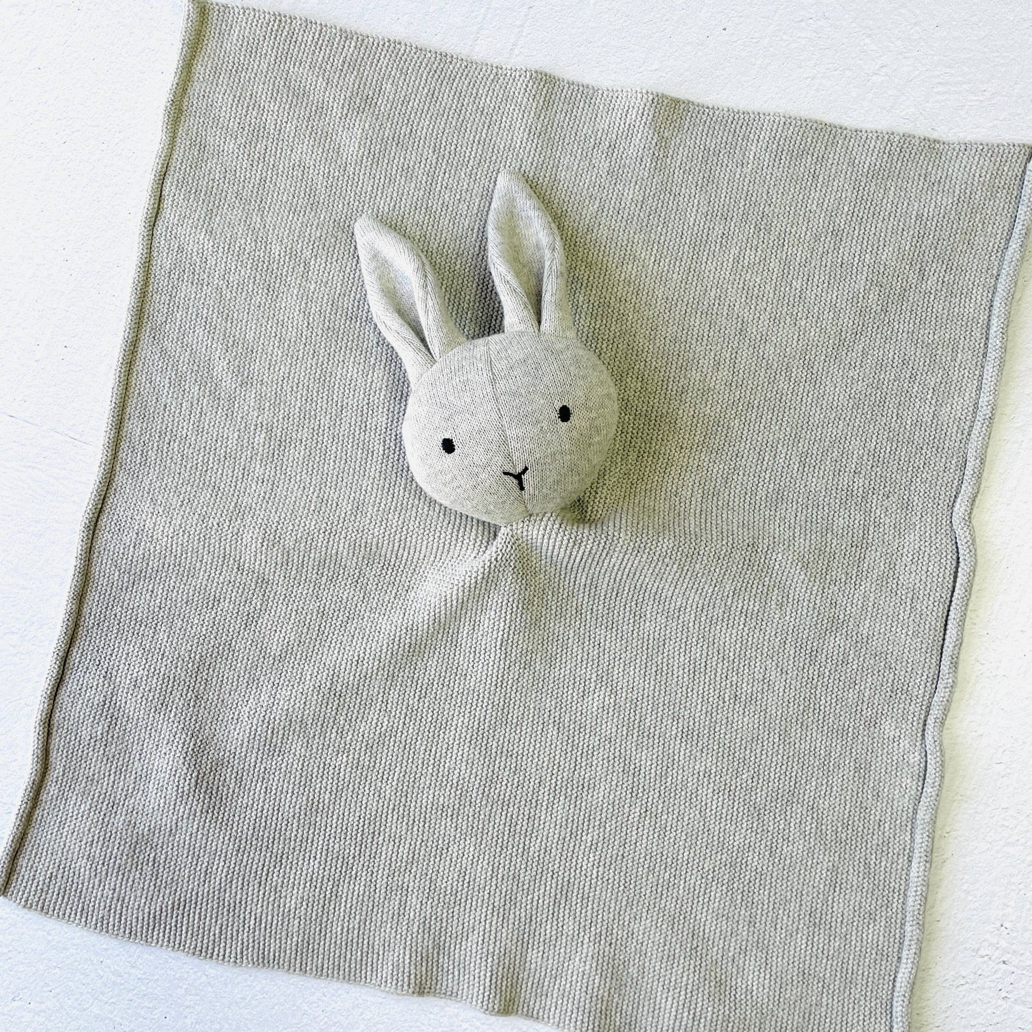 Bunny -Organic Baby Lovey Security Knit Blanket Cuddle Cloth: Ivory