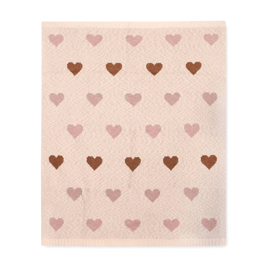 Loving Hearts - Organic Jacquard Sweater Knit Baby Blanket: Natural / One Size