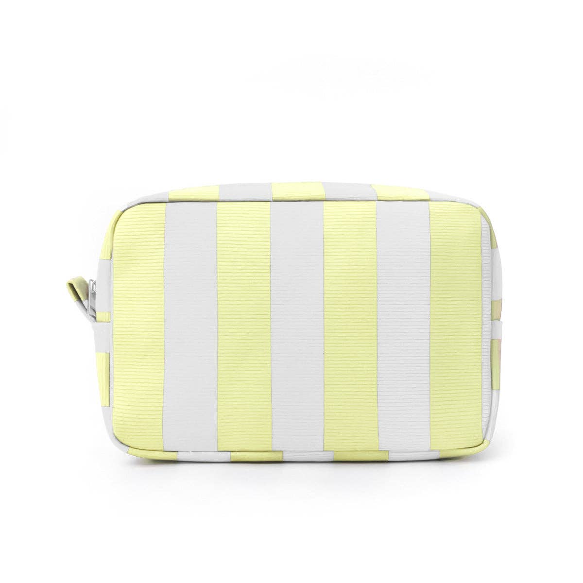 Striped Corduroy Makeup Bag, Portable Travel Toiletry Bag: Red/Orange
