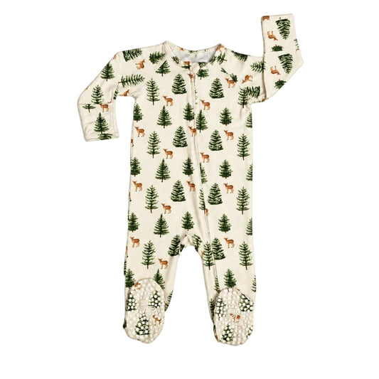 Bamboo Zipper Footie - Winter Fawn