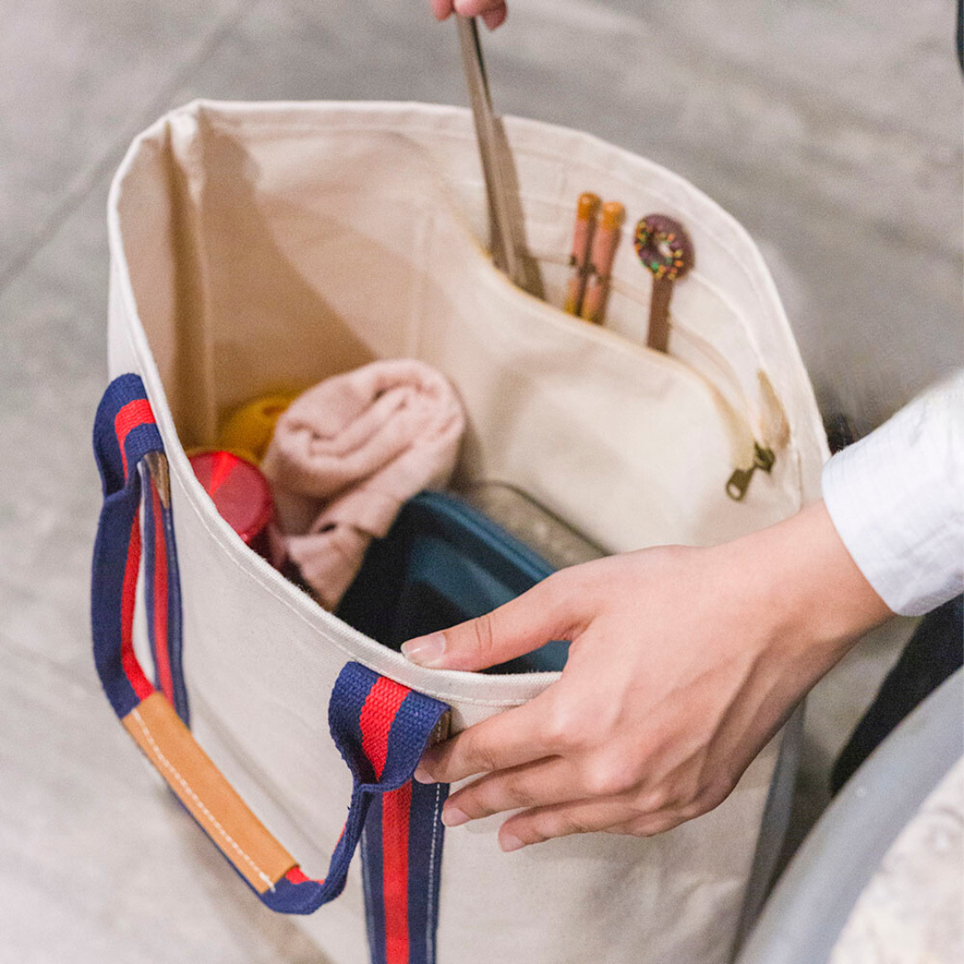 Society Canvas Leather Tote Bag: Rainbow