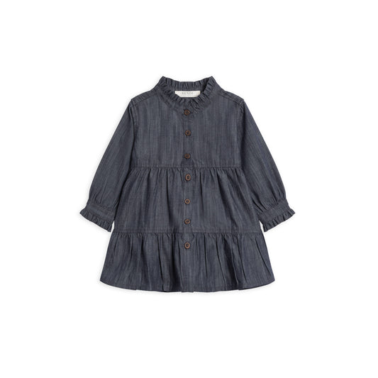 Tula Chambray Ruffle Shirt Dress: Chambray