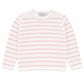 White sweater with pink stripes on a white background