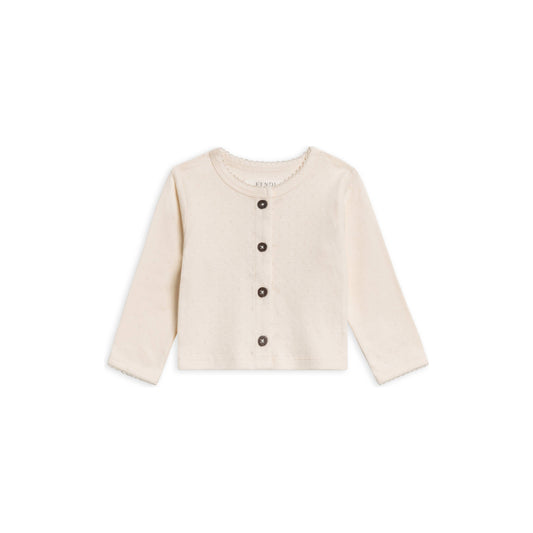 Organic Clara Pointelle Button Down Cardigan - Ivory