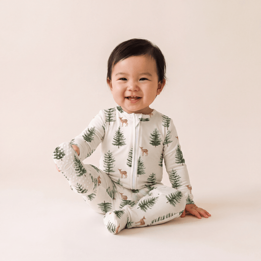Bamboo Zipper Footie - Winter Fawn