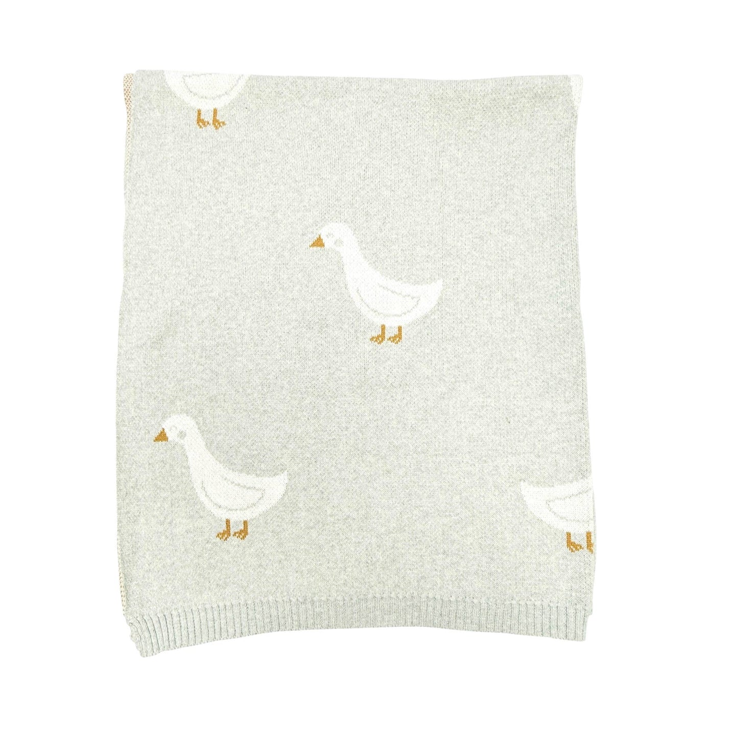 Duck Waddle - Organic Jacquard Knit Baby Blankets: Vanilla Grey / One Size