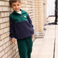 Recycled Cotton and Sherpa Navy ZipUp