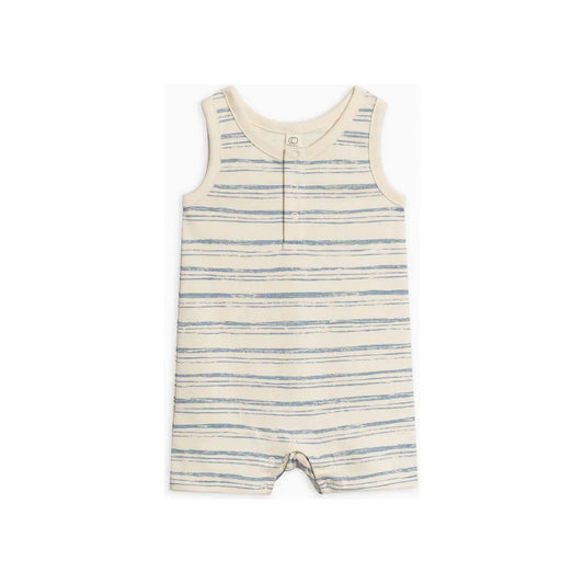 Organic Baby Nile Romper - Wave Stripe / Rain