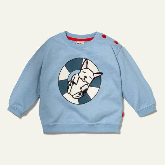 Recycled Cotton Frenchie Kid Sweatshirt: Placid Blue