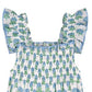 Mini Paloma Girls' Dress Aqua Floral Block Print
