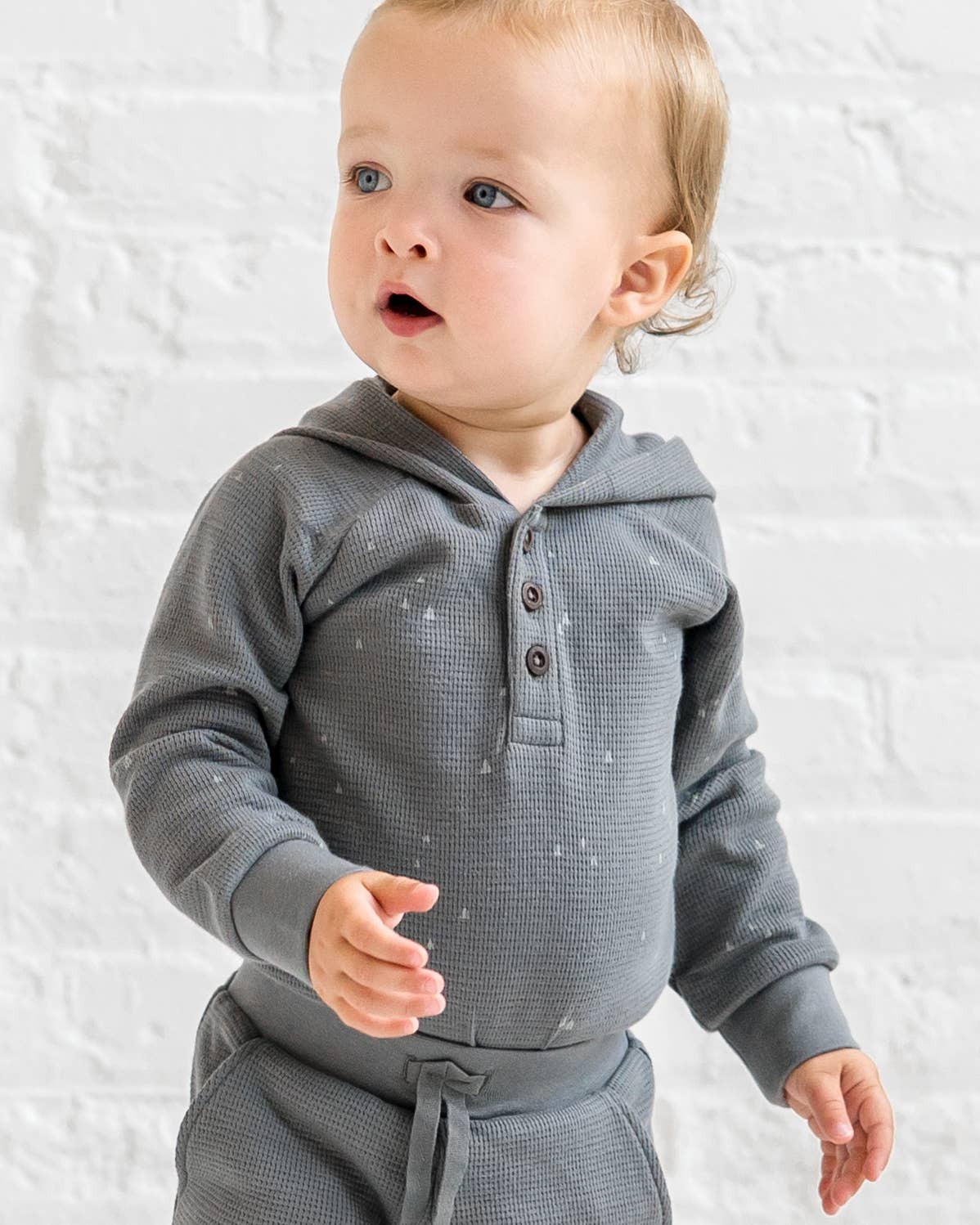 Cole Waffle Knit Hoodie Bodysuit: Navy