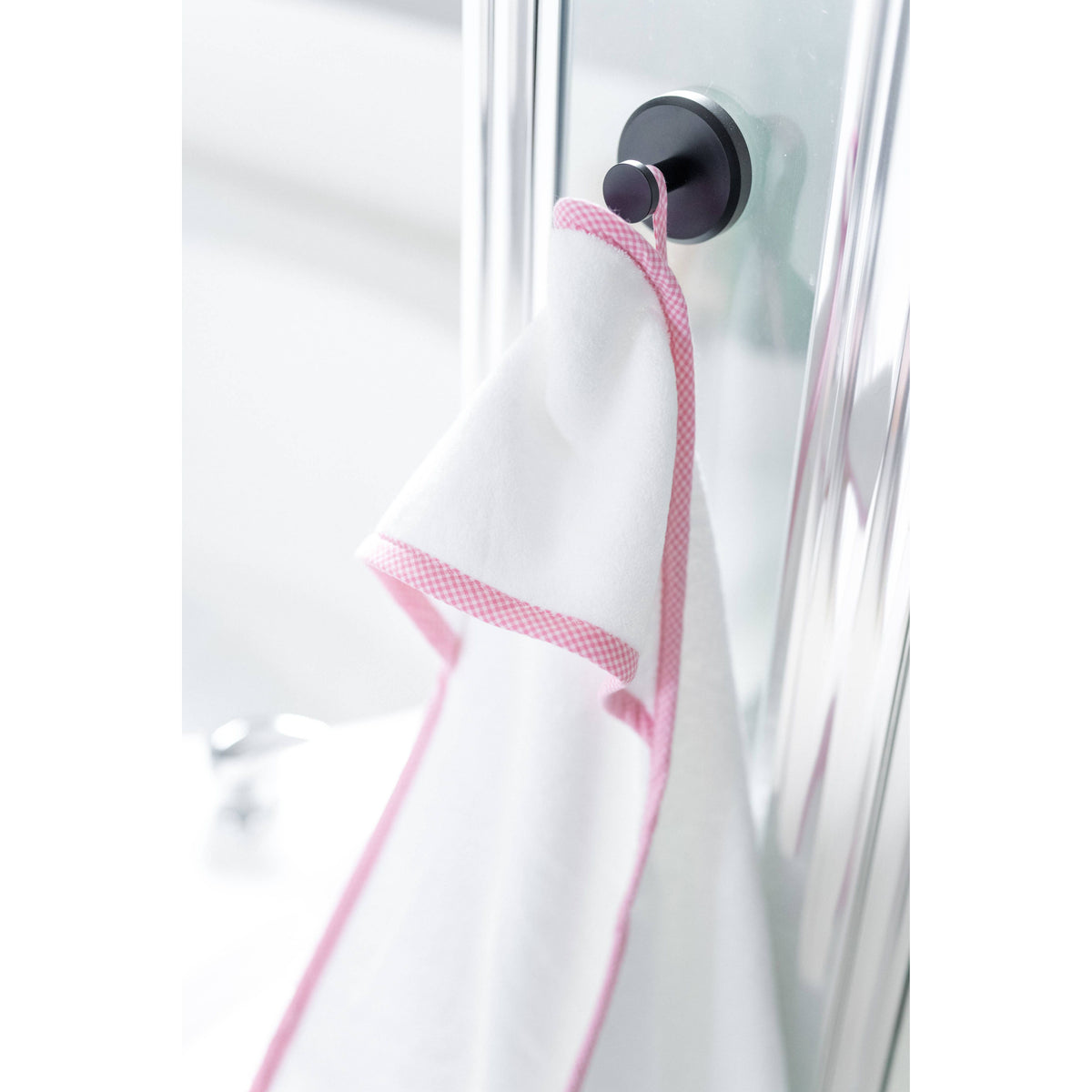 Hooded Terry Bath Towel | Pink Gingham