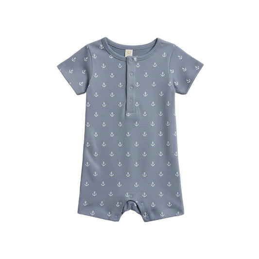 Mason Short Sleeve Romper - Anchor / Sea + Powder