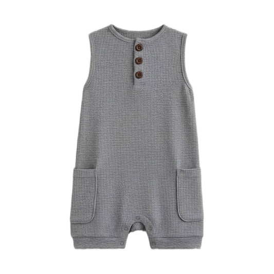 Percy Waffle Short Romper - Ashen