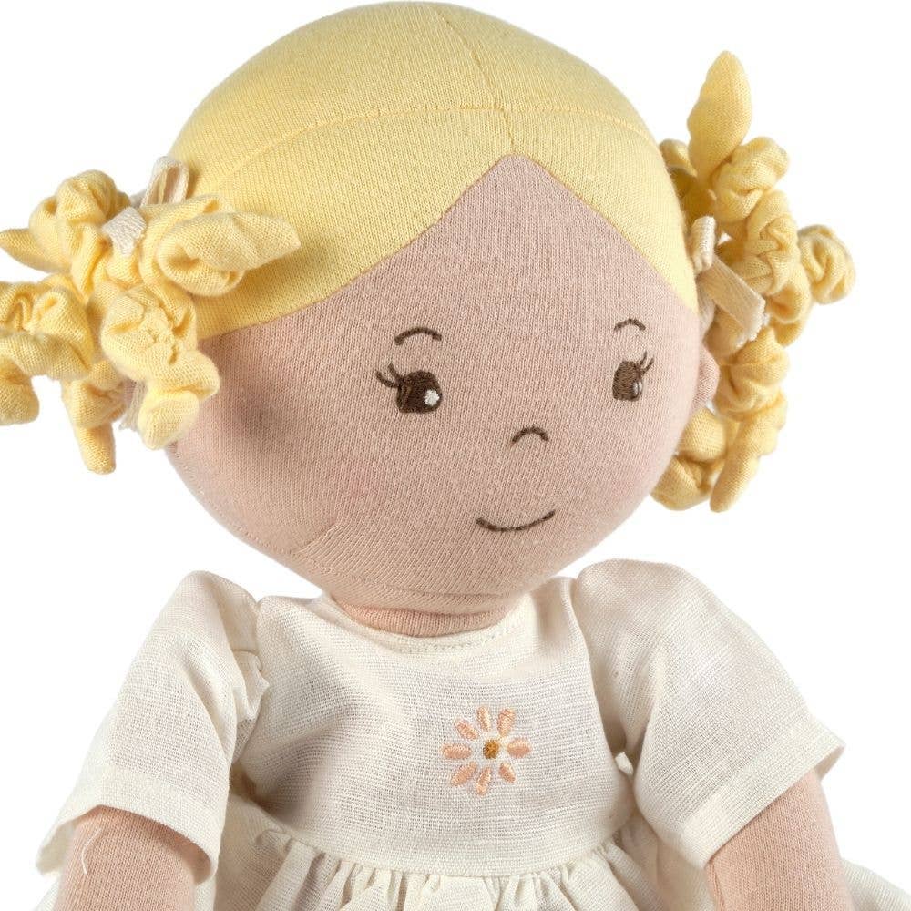 Priscy Blonde Haired Doll in White Linen Dress