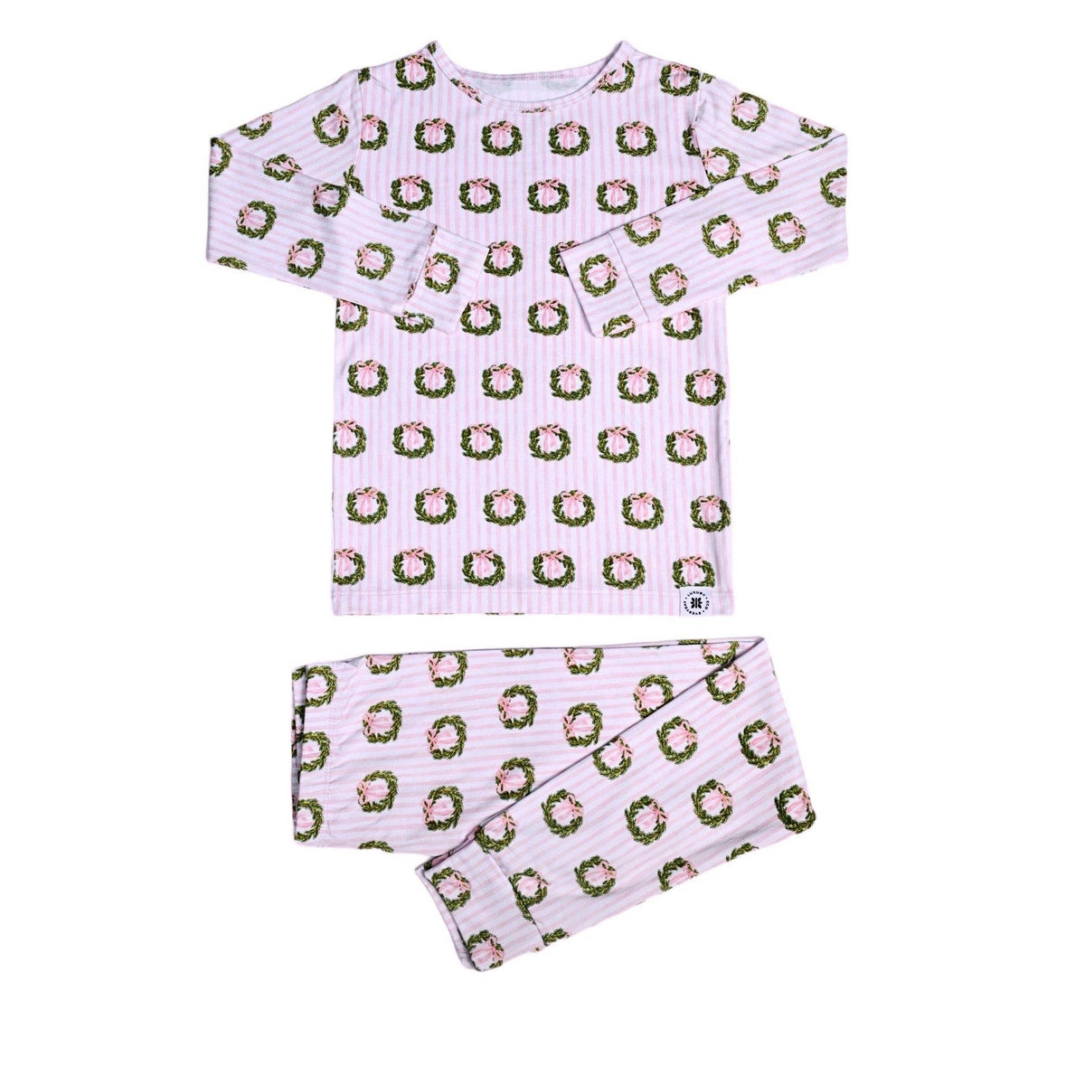 Big Kid Pajama Set - Holiday Wreath Stripe