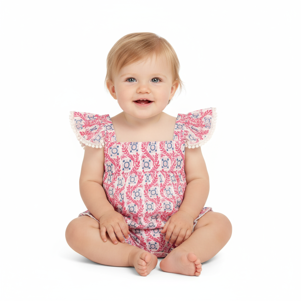 Mer St Barth Chloe Baby Romper Jaipur Bloom