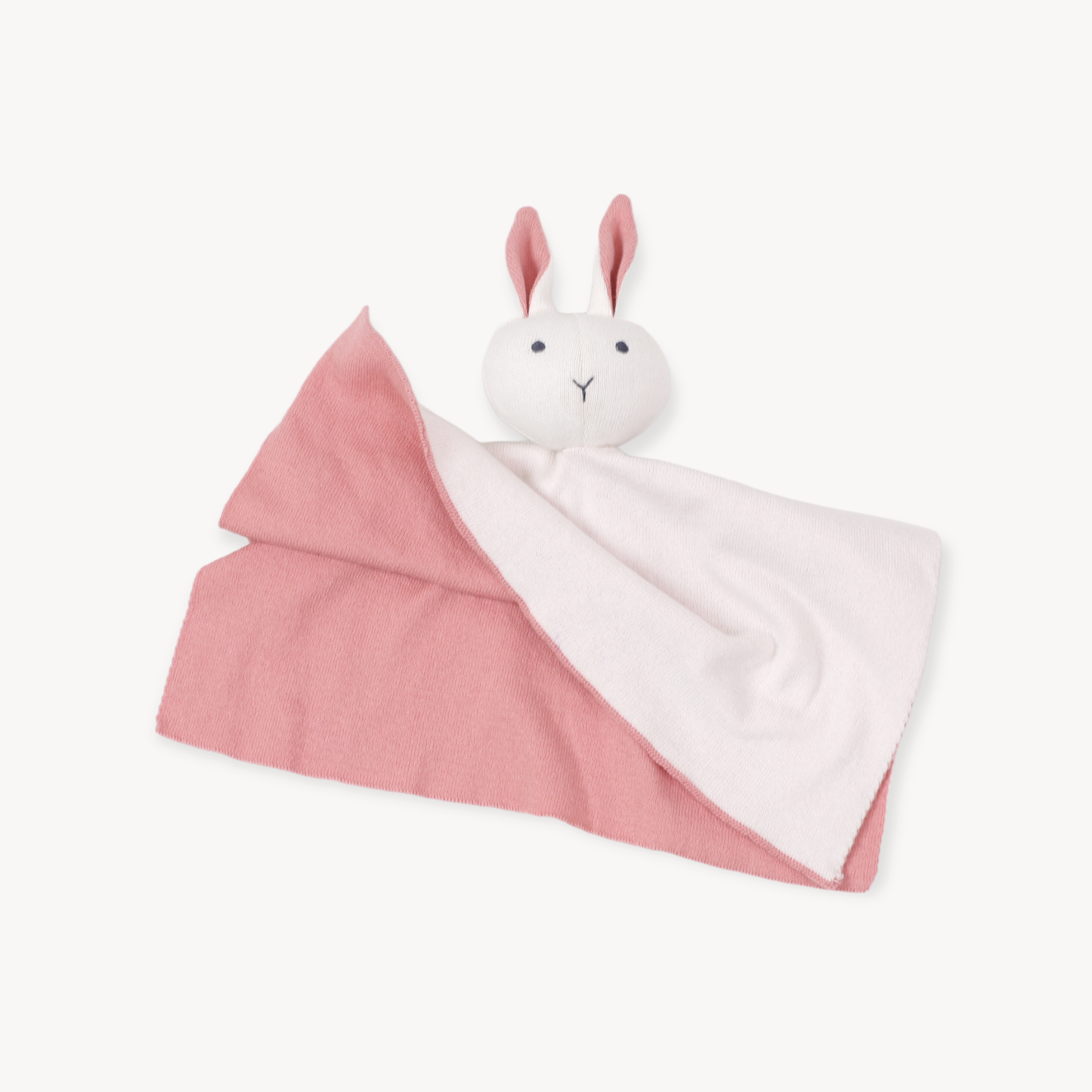 Bunny -Organic Baby Lovey Security Knit Blanket Cuddle Cloth: Ivory
