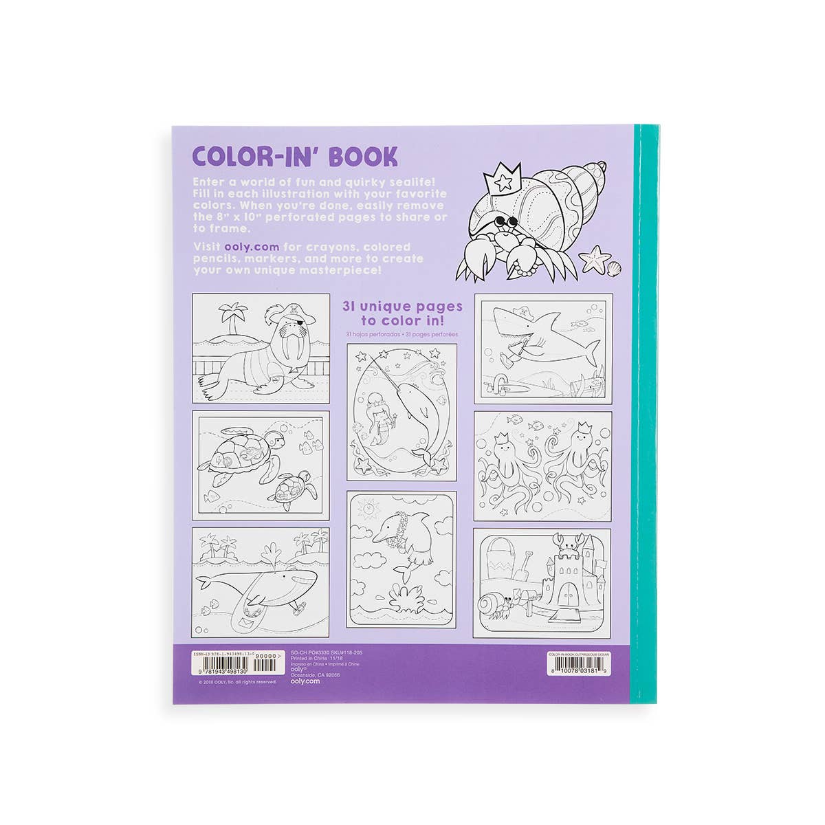OOLY - Color-in' Book: Outrageous Ocean (8" x 10";31 Pages)