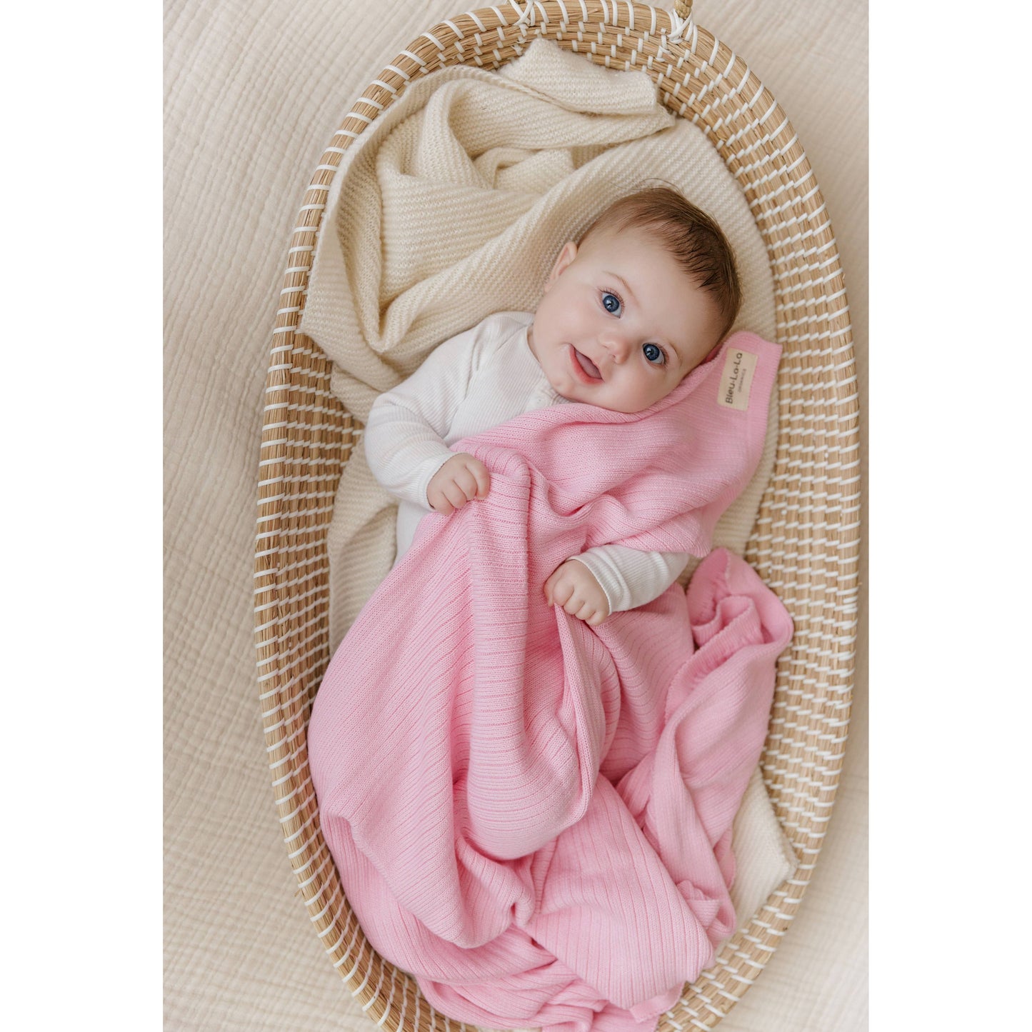 Bleu La La - NEW! 100% Luxury Organic Cotton Ribbed Baby Swaddle Blanket: Bubblegum