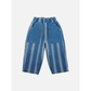 Medium Wash | The STRIPE DOUBLE TROUBLE JEANS, in a medium wash, boast an elasticated waistband, two front pockets, and a relaxed fit for the ultimate comfort.