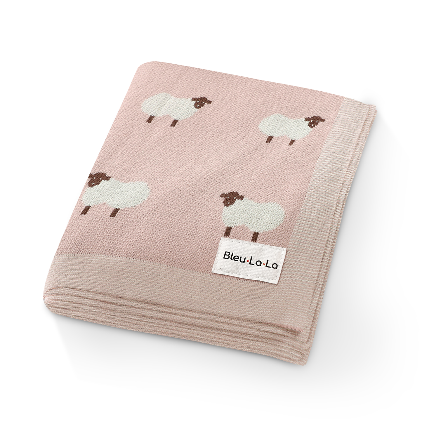 Bleu La La - 100% Luxury Cotton Receiving Swaddle Baby Blanket - Sheep: Ivory