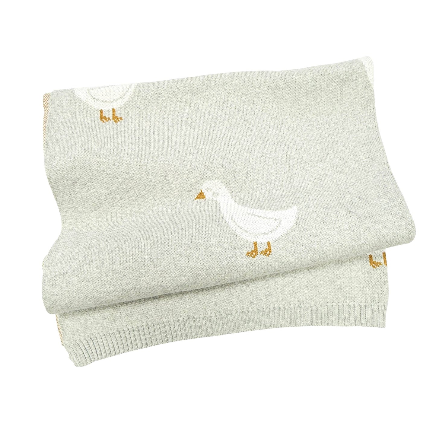 Duck Waddle - Organic Jacquard Knit Baby Blankets: Vanilla Grey / One Size