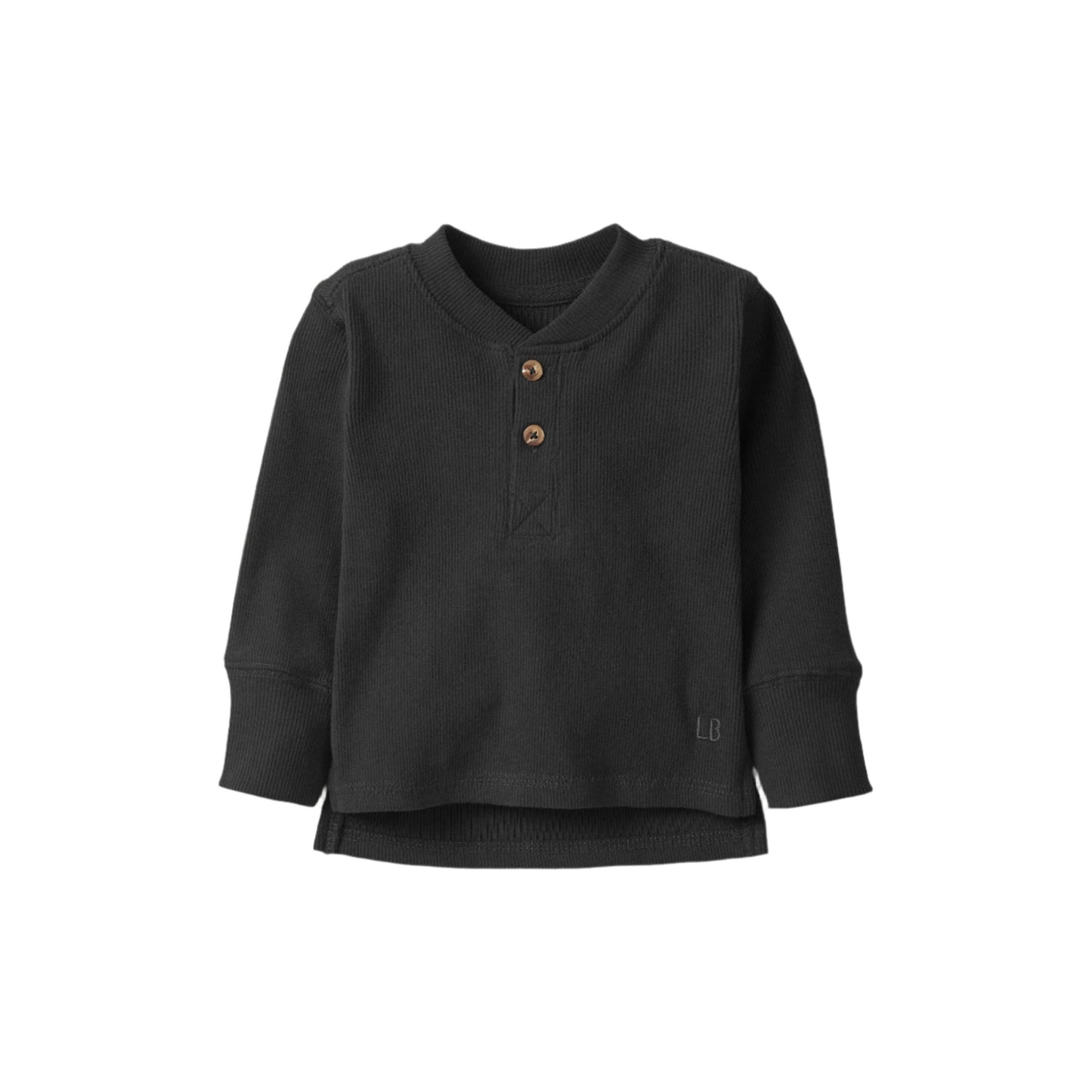 Ribbed Henley - Black