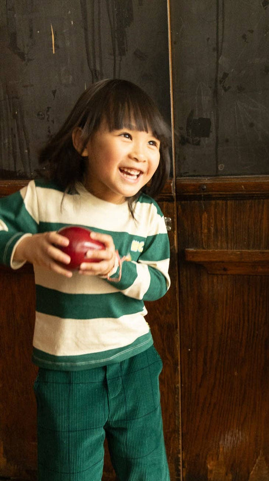 Recycled Cotton Green Rugby Stripe T-Shirt