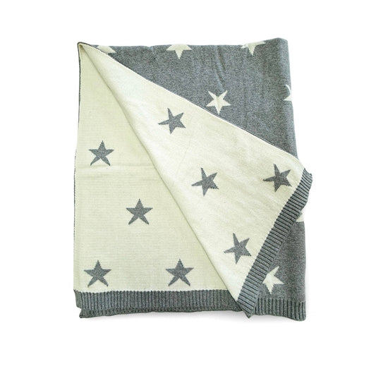 Stars Reversible Sweater Knit Baby Blankets Organic Cotton: Grey Heather