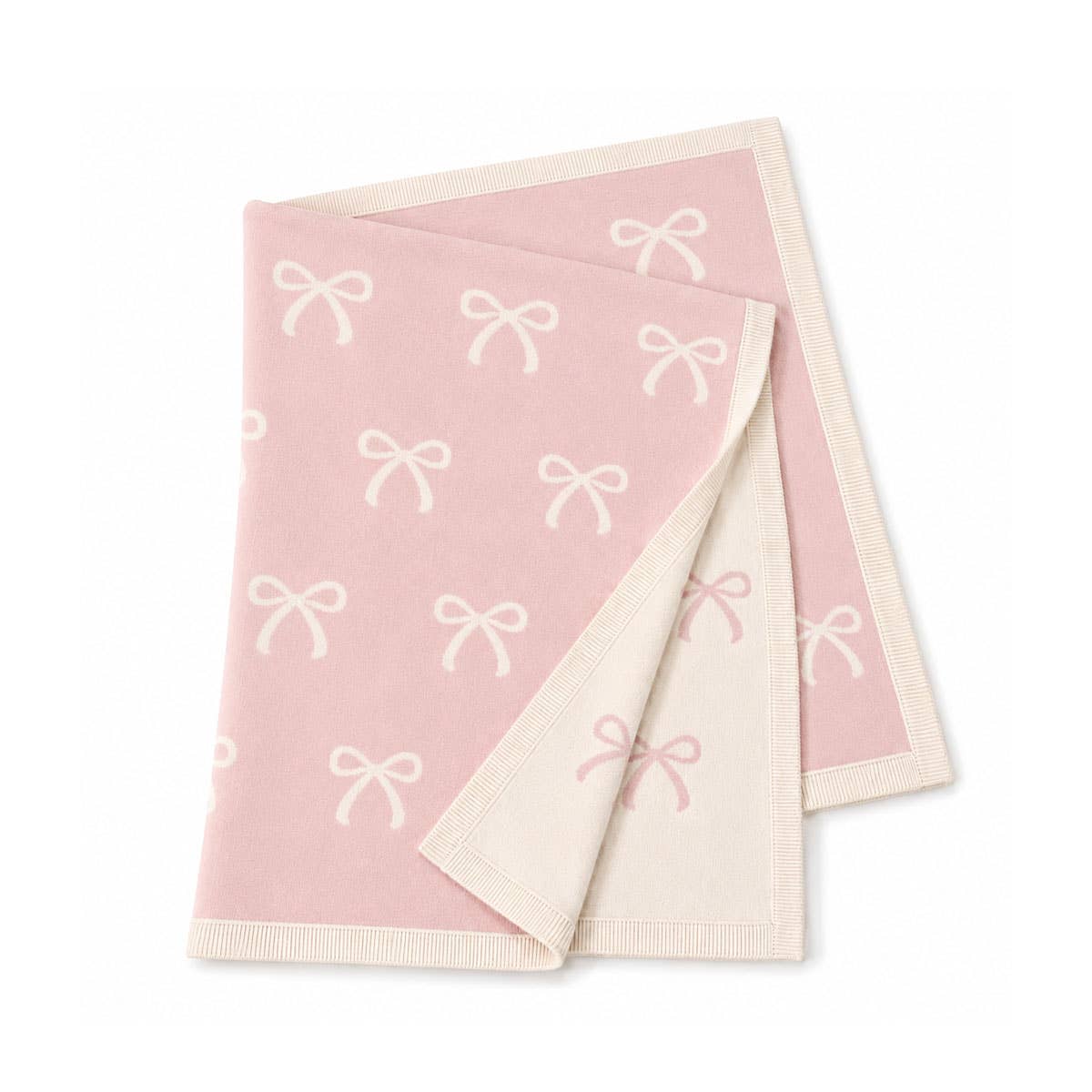 Viverano Organics - Sweet Bow - Organic Cotton Knit Baby Blanket: Sweet Pink / One Size