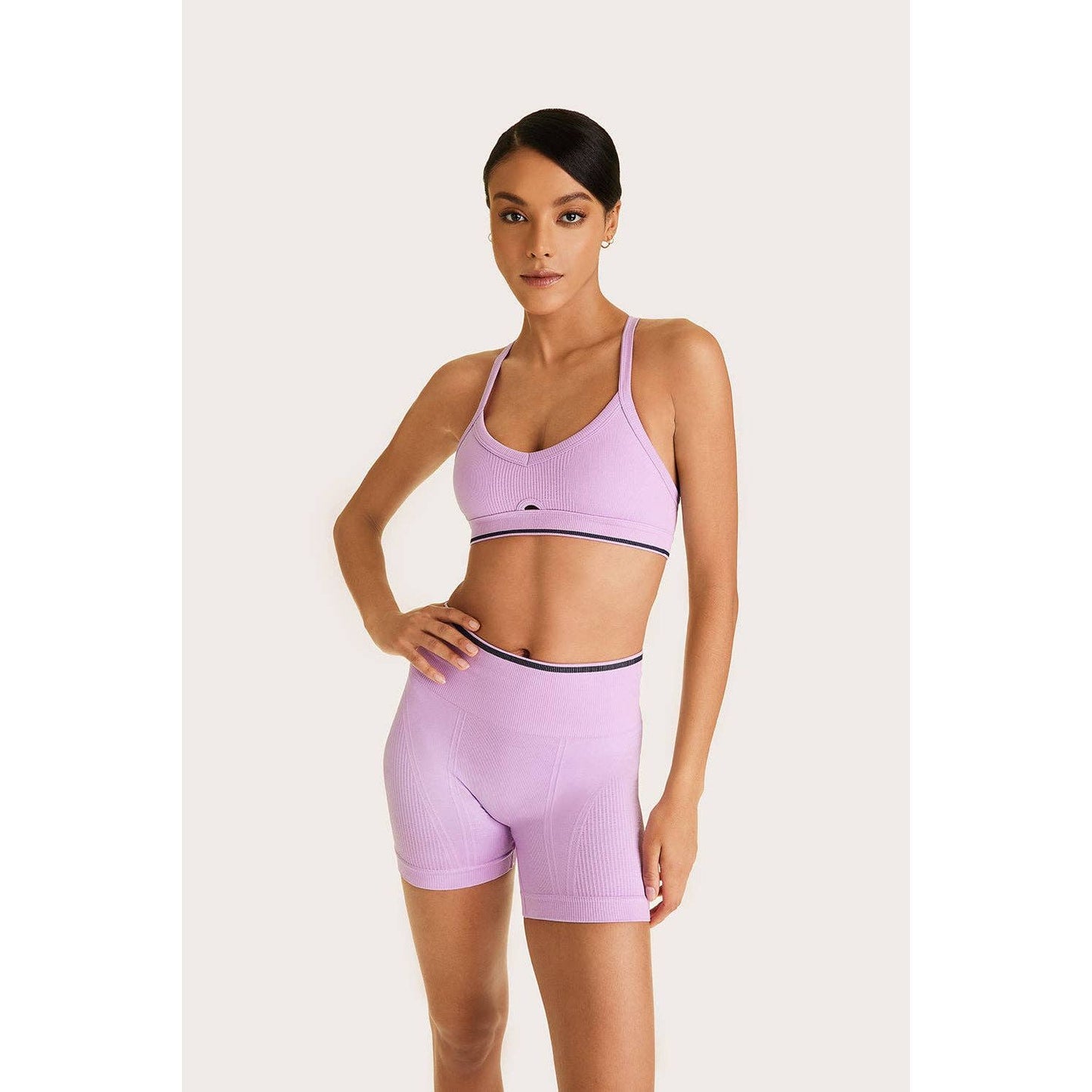 Barre Seamless Short: Lilac/Navy