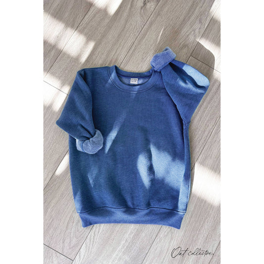OAT COLLECTIVE - BASIC SOLID  Unisex Graphic Sweatshirt: HEATHER ROYAL / 8/9