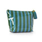 Glossy Striped Makeup Bag, Waterproof Travel Toiletry Cosmetic Storage Pouch: Green/Blue