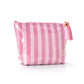 Glossy Striped Makeup Bag, Waterproof Travel Toiletry Cosmetic Storage Pouch: Pink