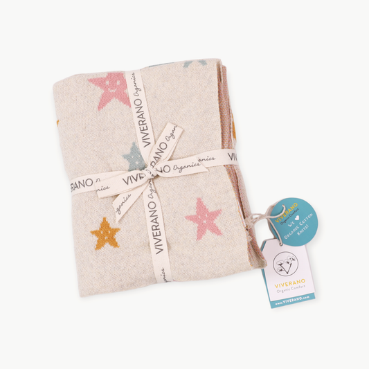 Stars - Organic Cotton Jacquard Sweater Knit Baby Blanket: One Size