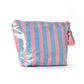 Glossy Striped Makeup Bag, Waterproof Travel Toiletry Cosmetic Storage Pouch: Green/Blue