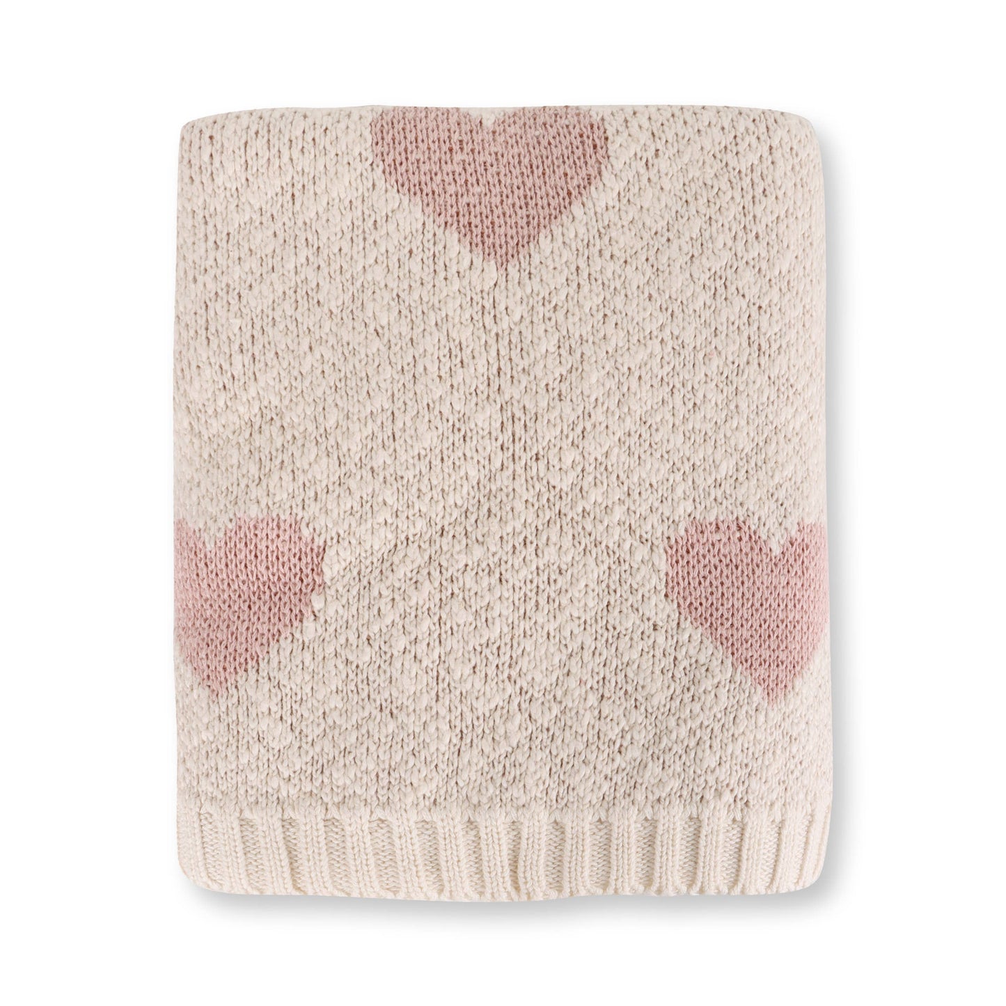 Loving Hearts - Organic Jacquard Sweater Knit Baby Blanket: Natural / One Size