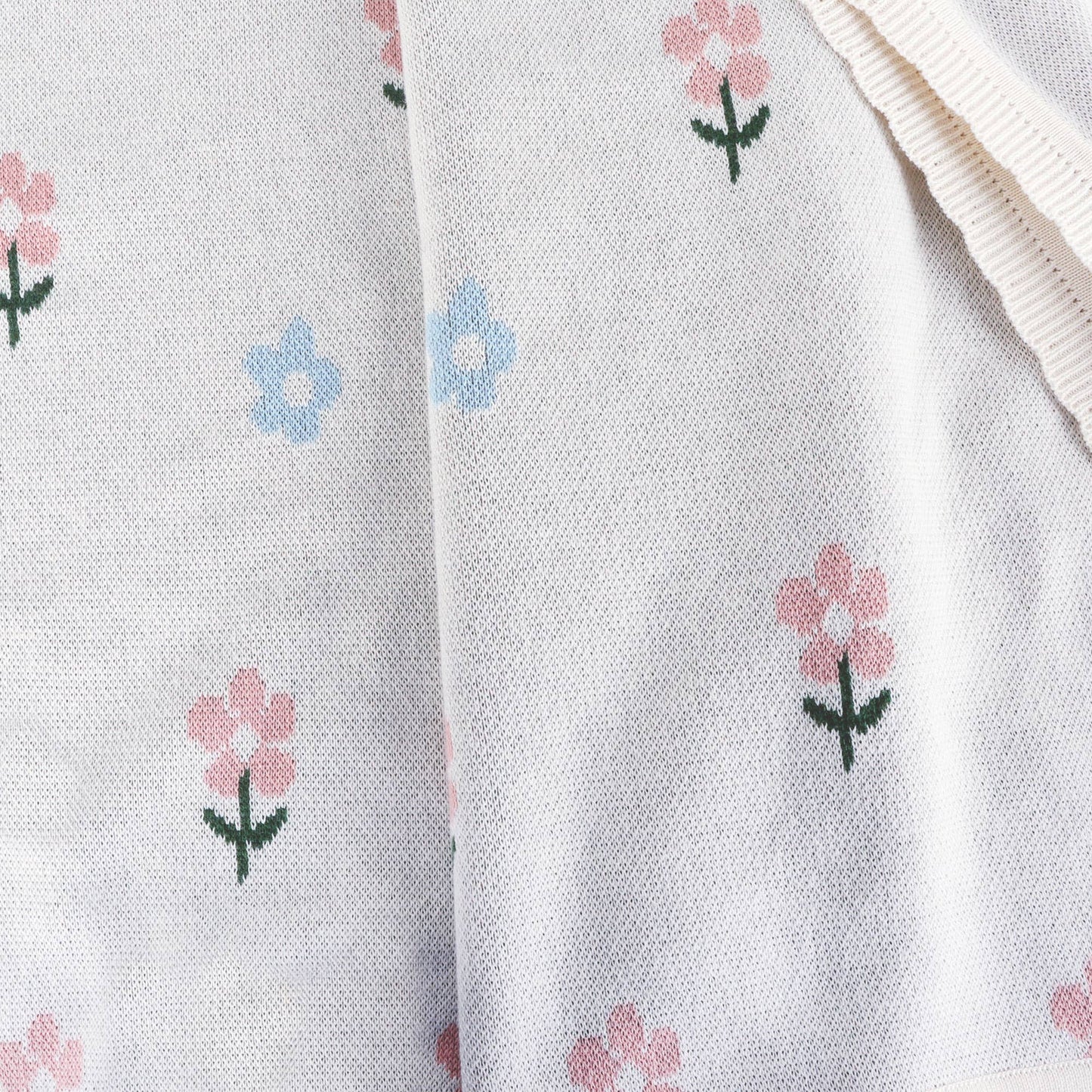 Sweet Floral -Organic Cotton Jacquard Knit Baby Blanket
