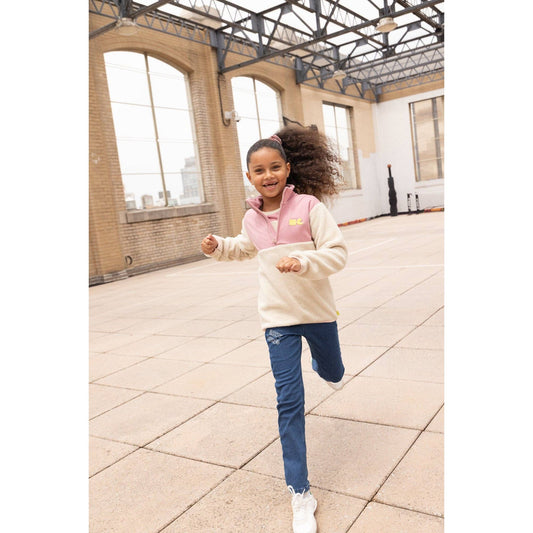 Recycled Cotton and Sherpa Pink ZipUp