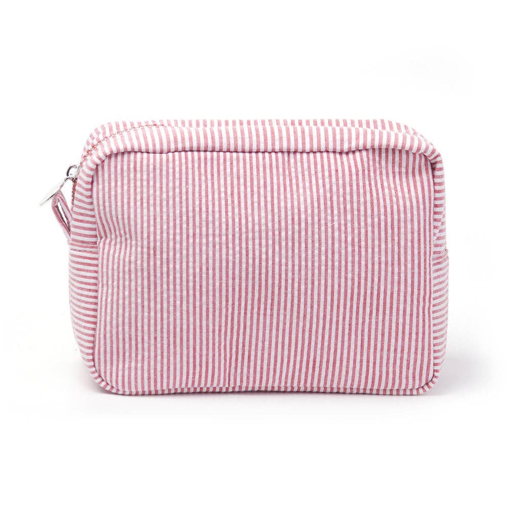 Seersucker Makeup Bag for Embroidery, Personalized Cosmetic Bag: Pink