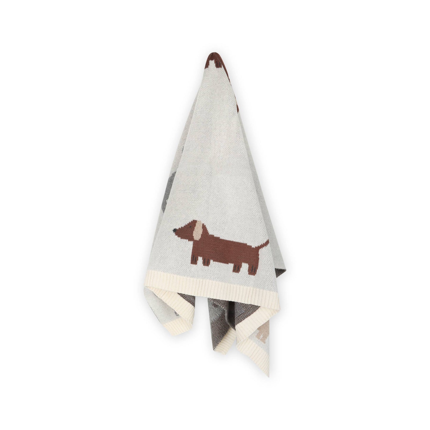 Buddy Dog - Organic Jacquard Sweater Knit Baby Blanket: Natural / One Size