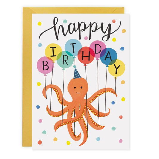LoveLight Paper - Octopus Balloons - Birthday Card