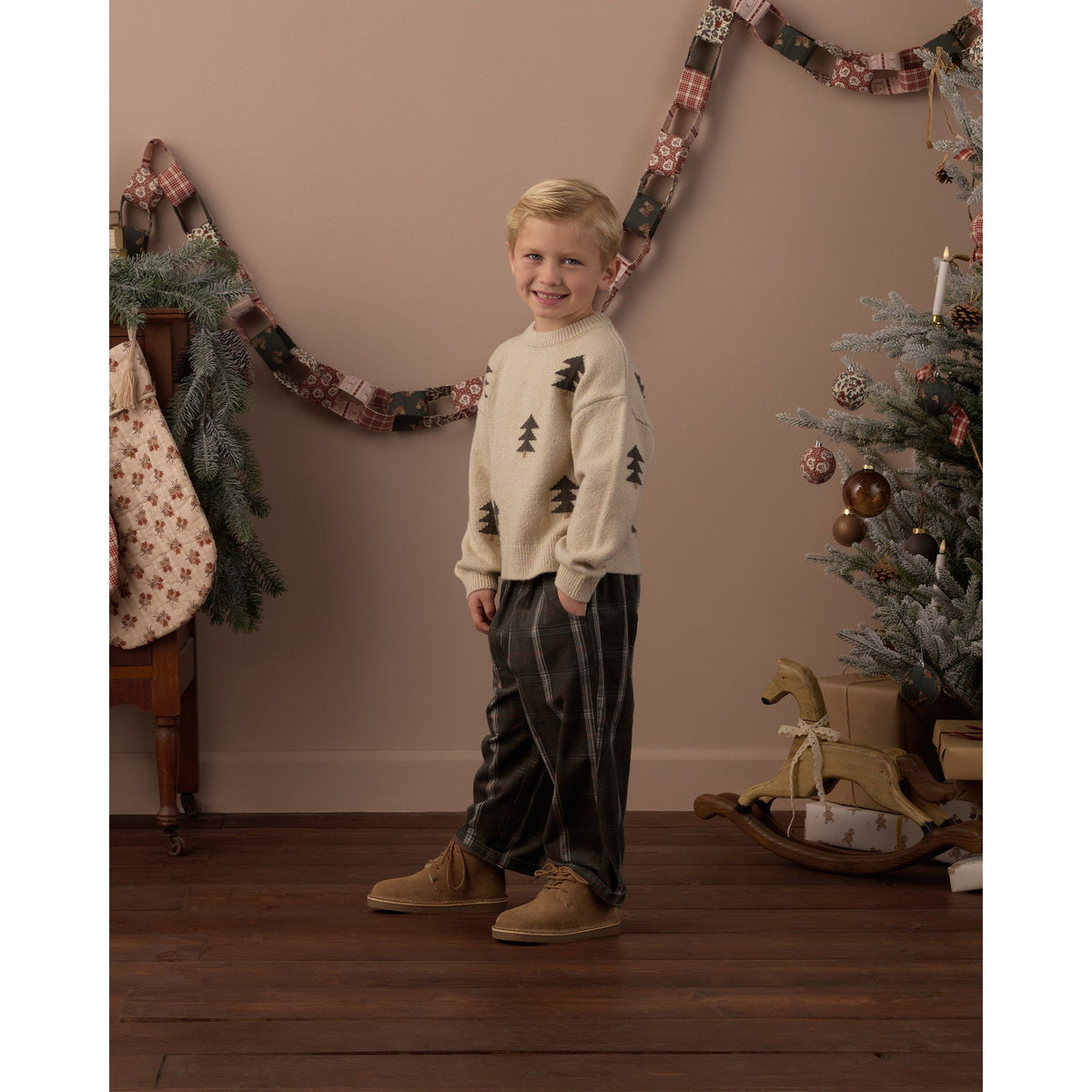 Aspen Sweater Tree Jacquard - Rylee + Cru | Kids Clothes | Trendy Baby Clothes | Modern Infant Outfits |